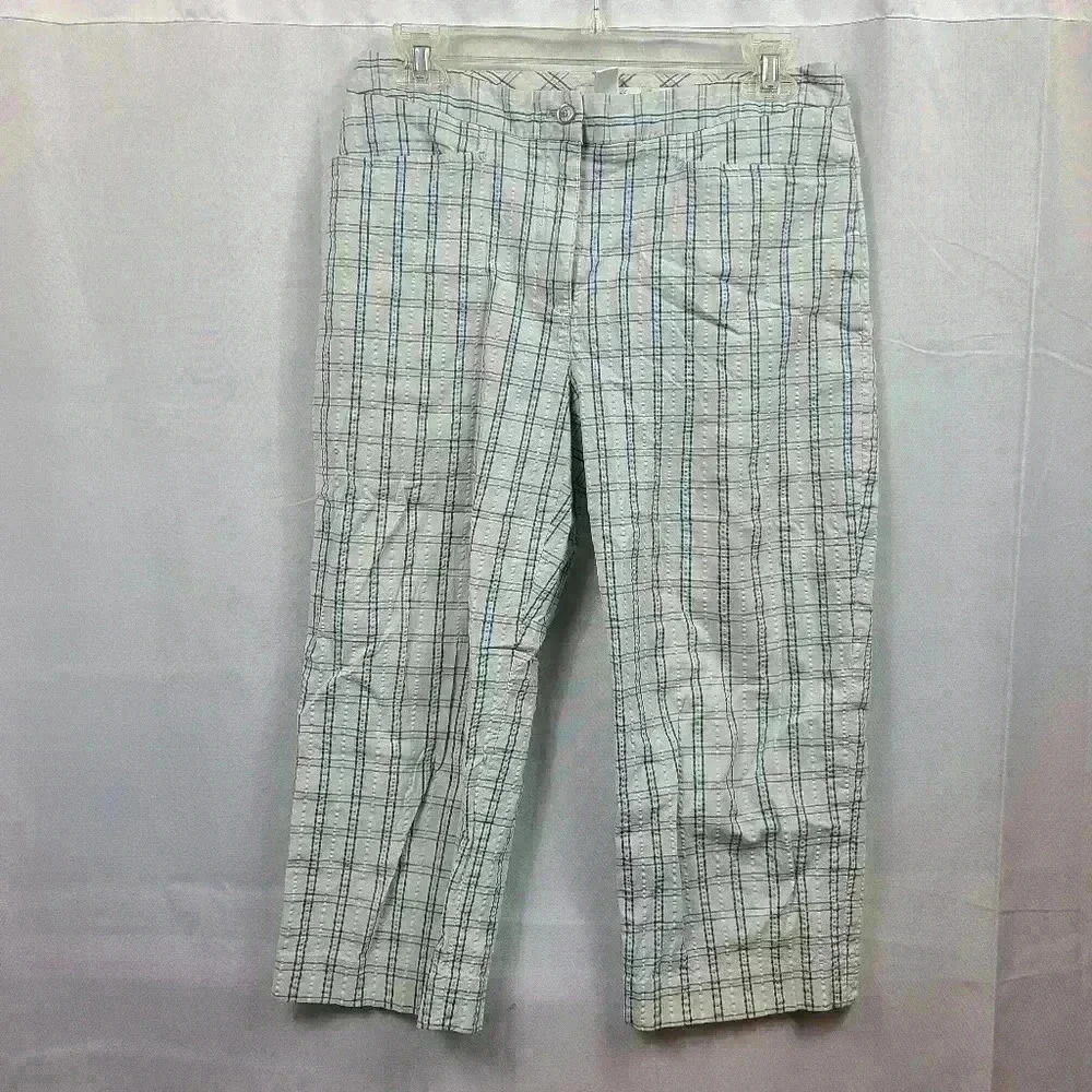 Lizgolf Audra Plaid Pattern Blue and White Capris Women's Size 6